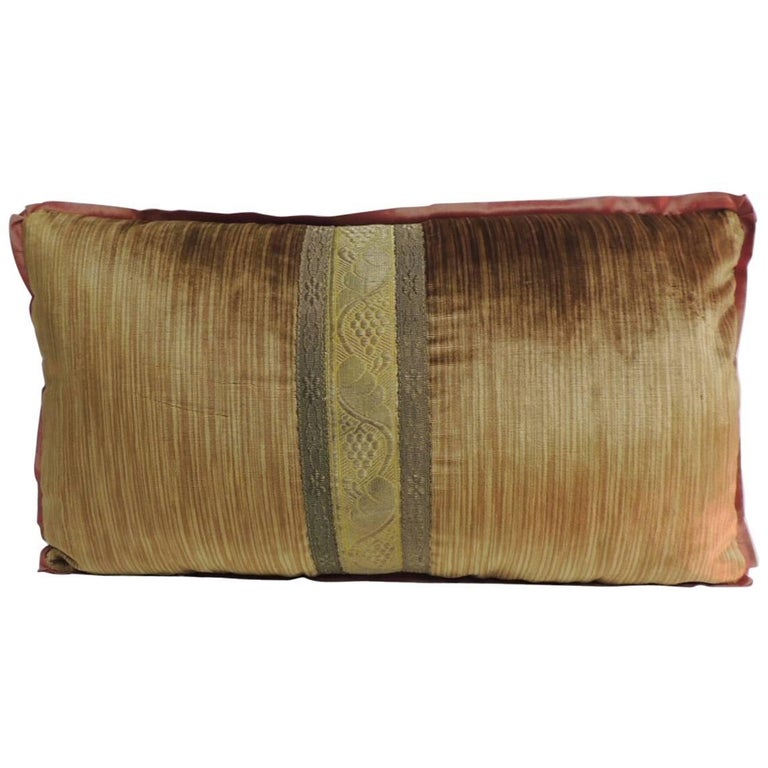 19th Century Antique Velvet And Metallic Trims Pee Lumbar 19th Century Antique Velvet And Metallic Trims Pee Lumbar Decorative Pillow For