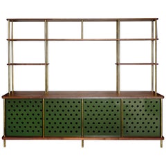 Strata Credenza in Walnut, Brass and Aluminum by Fort Standard, in Stock