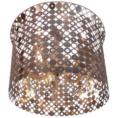 1970s Chandelier with Murano Glass Heart and Psychedelic Aluminium Surround