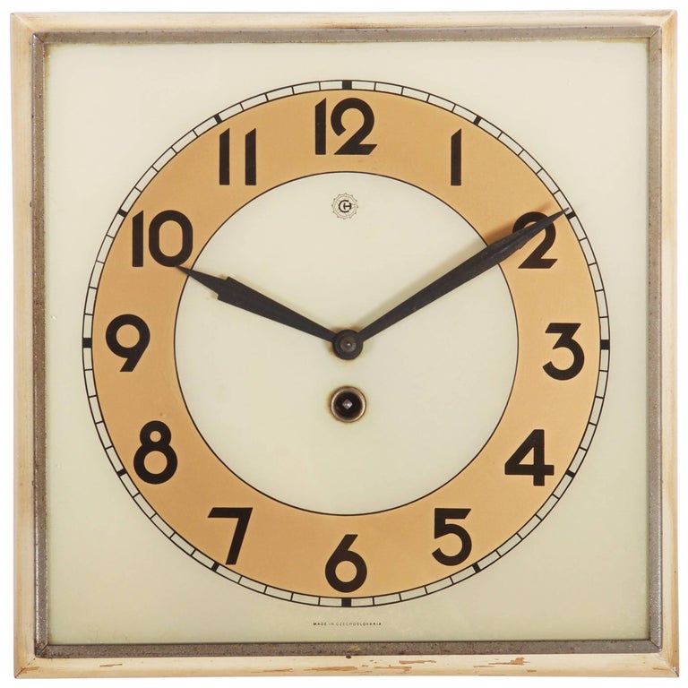 Art Deco Brass and Mirrored Wall Clock at 1stdibs