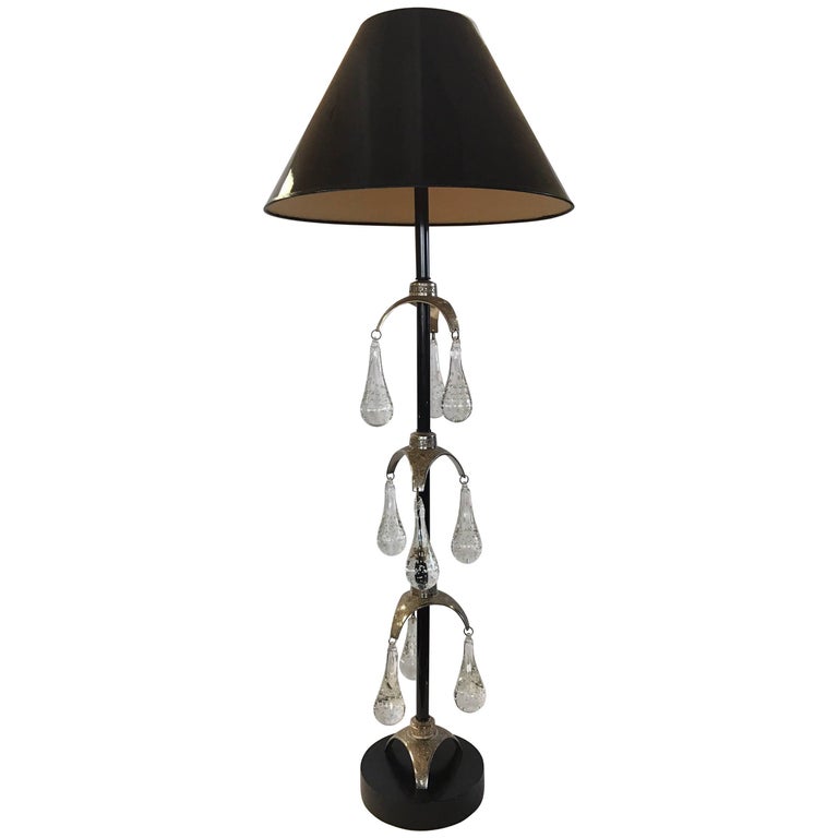 Danish Hoglund Midcentury Tall Iron Silver And N Teardrop Glass Danish Hoglund Midcentury Tall Iron Silver And N Teardrop Glass Floor Lamp For
