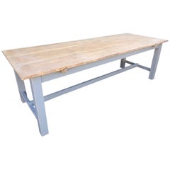 260cm Long Antique Oak French Farm Table, Vintage, Original Paint, Refectory