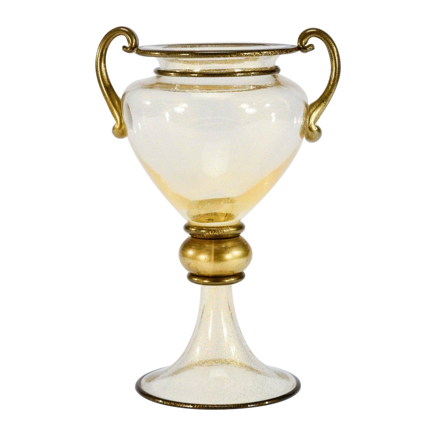 Monumentale Vase in klassischer Form von Barovier mit schwarzen und blattvergoldeten Einschlüssen