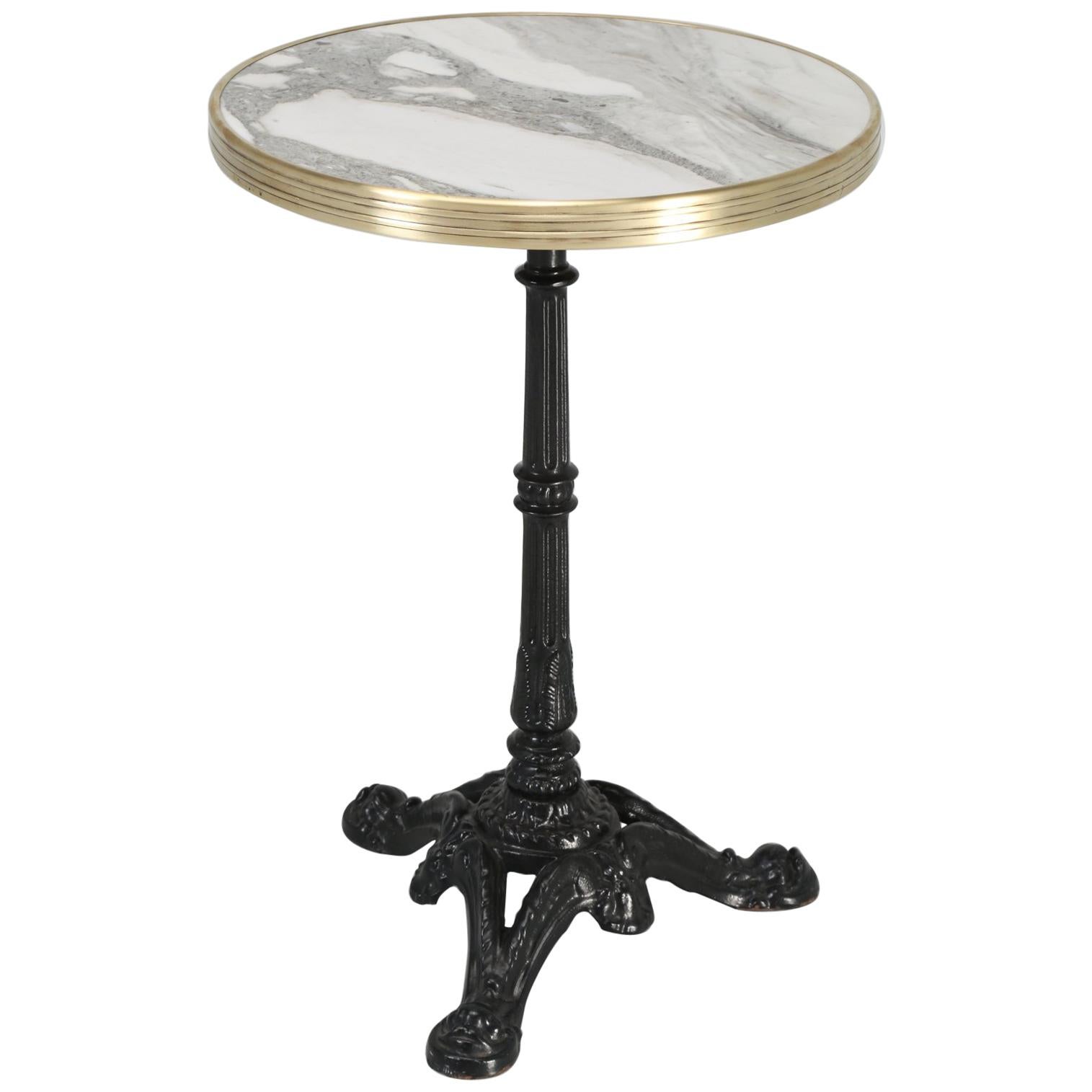 Exceptional French Marble and Brass Bistro Table