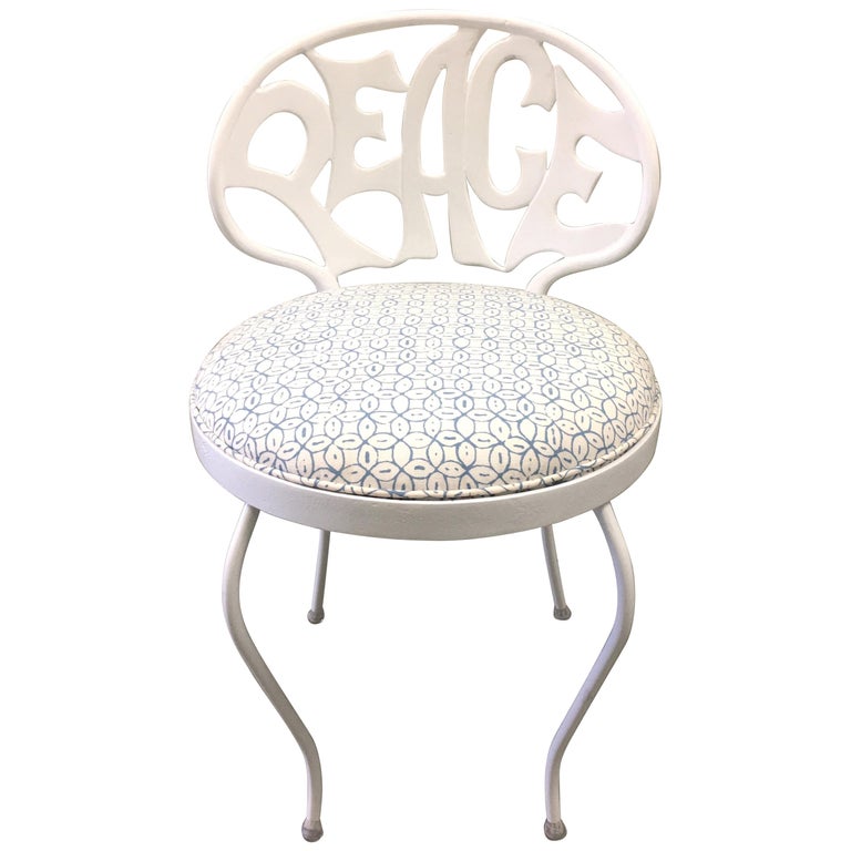 White Metal Peace Back Vanity Chair By Kessler For At 1stdibs White Metal Peace Back Vanity Chair By Kessler For