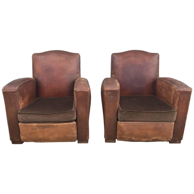 Beautiful French Leather Antique Club Chairs, Industrial, Vintage X2 Beautiful French Leather Antique Club Chairs, Industrial, Vintage X2 For Sale - Beautiful French Leather Antique Club Chairs, Industrial, Vintage X2