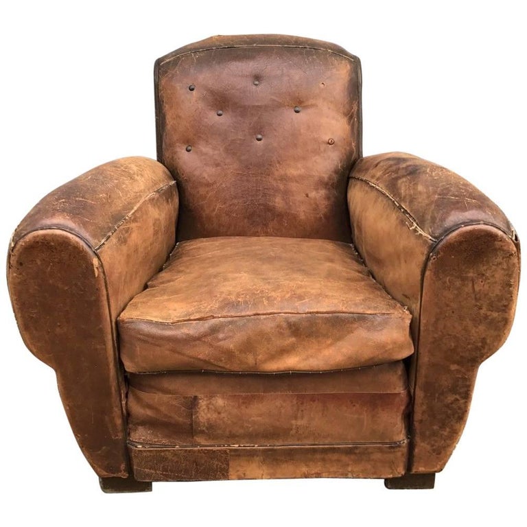 Beautiful French Leather Antique Club Chair, Industrial, Vintage For Beautiful French Leather Antique Club Chair, Industrial, Vintage - Beautiful French Leather Antique Club Chair, Industrial, Vintage For