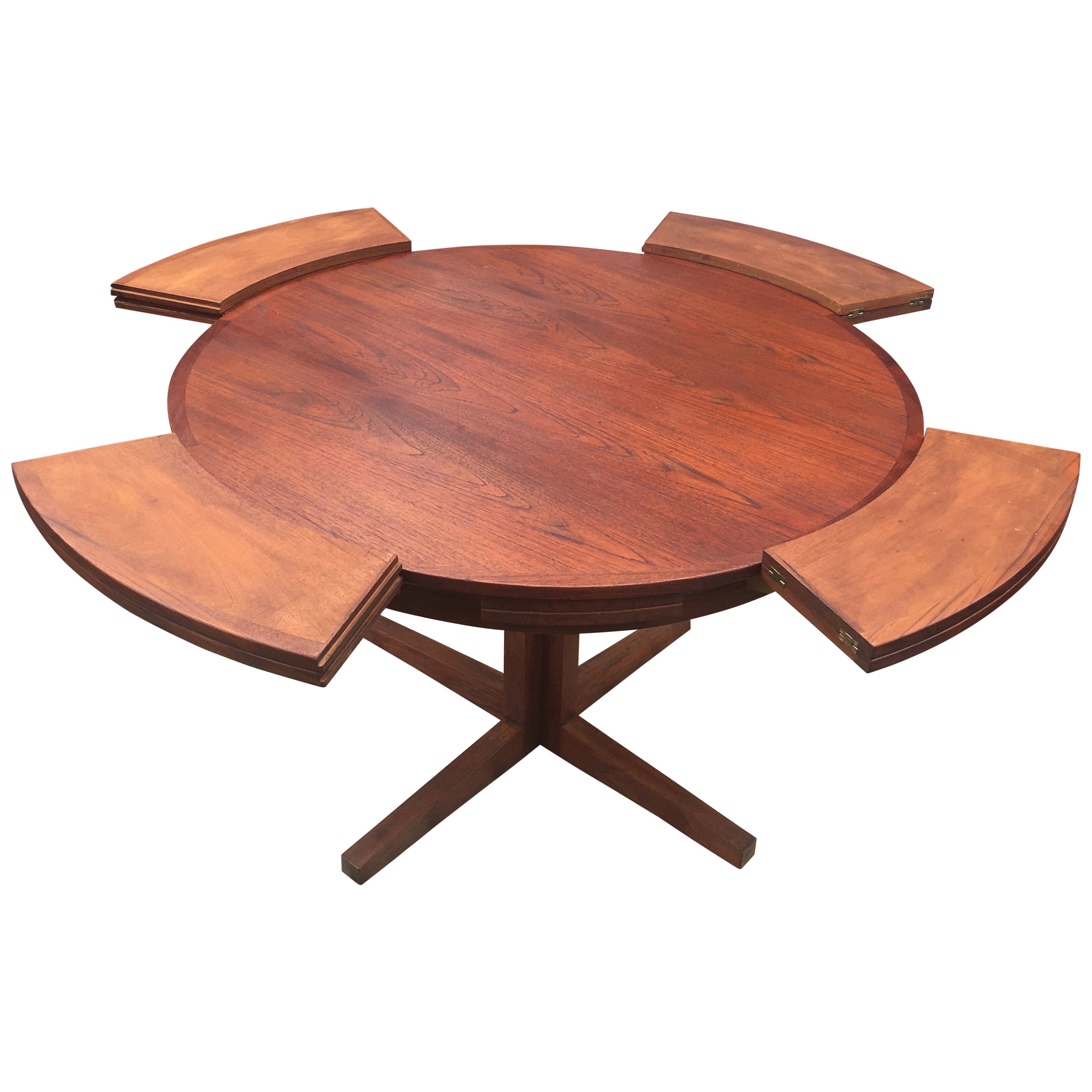 Lotus Or Flip Flap Extending Circular Dining Table By Dyrlund In Lotus Or Flip Flap Extending Circular Dining Table By Dyrlund In Teak At 1stdibs