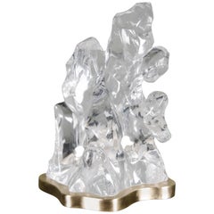 Crystal Scholar Rock on Brass Base by Robert Kuo, Limited Edition, In Stock