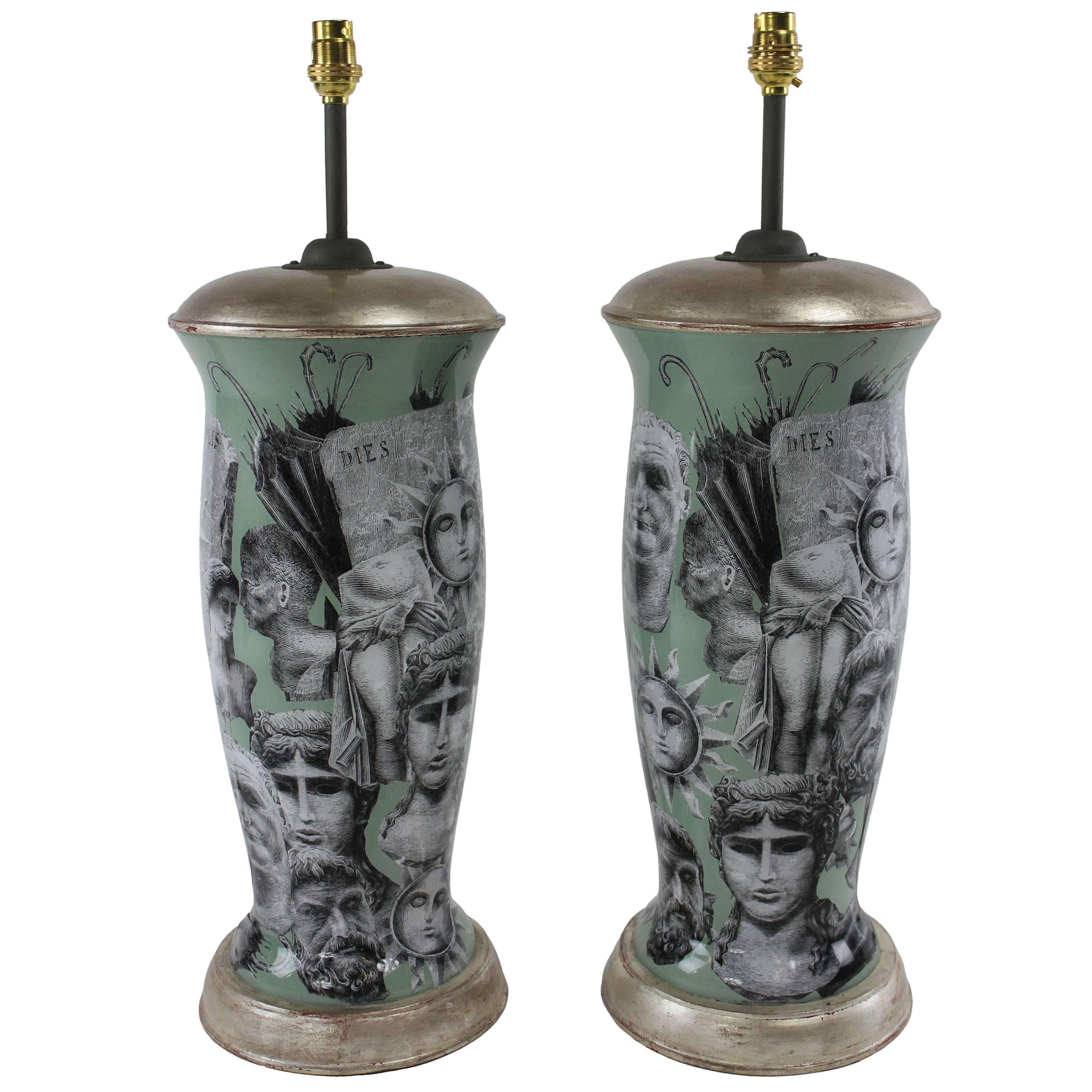 Pair of Fornasetti Inspired Lamps
