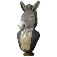 French Hand-Carved Unique Creation Papier-Mâché Animal Busts