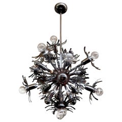Vintage Italian Chrome Sputnik Chandelier in the Style of Gaetano Sciolari