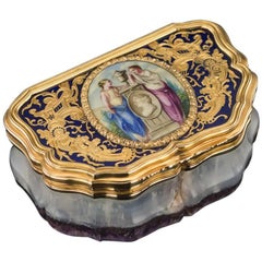 Antique Imperial Russian 14-Karat Gold, Enamel & Amethyst Snuff Box, circa 1830