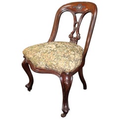 Fine 19th Century Carved Mahogany Upholstered Library Chair