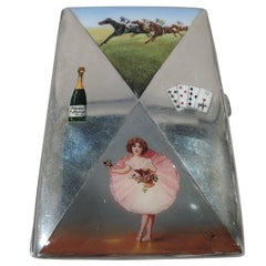 Antique Austrian Silver and Enamel Vice Case with Wine and Women