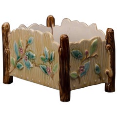 Antique French Majolica Barbotine Ware Cachepot, France, circa 1890