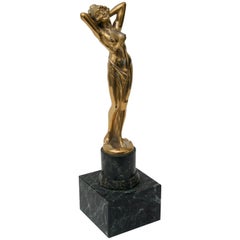 Art Nouveau Bronze Nude Female Sculpture