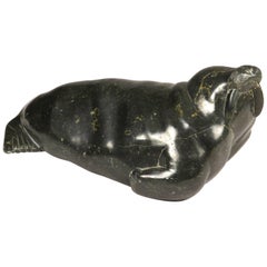 Inuit Carving of a Walrus by Isa Aqiattusuk Smiler (1921-1986) Canadian Inuit