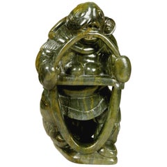 Inuit Sculpture of a Woman Forming a Kayak, Lucassie Echalook, Canadian