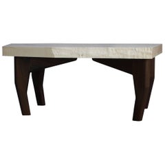Brute, Live Edge Coffee Table in Bleached Ash, Walnut, and Polished Aluminum