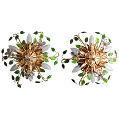 Pair of 1970s Christoph Palme Florentine Ceiling or Wall Lamps Made of Brass