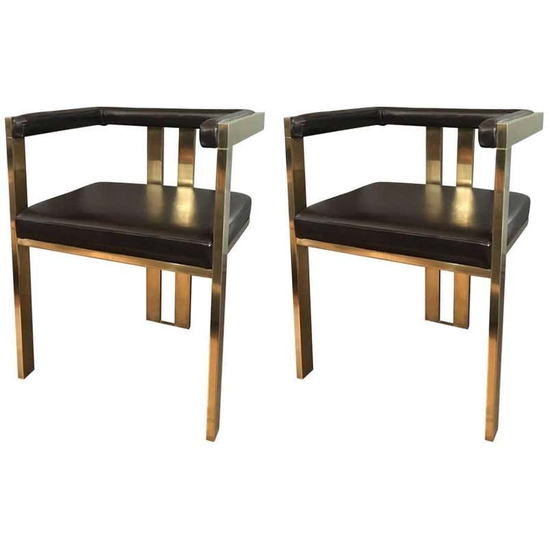 Brown Leather French Fauteils, Pair at 1stdibs