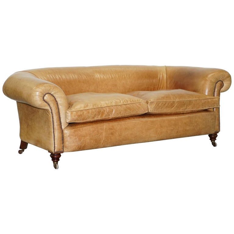 1 Of 2 Victorian Brown Leather Sofas Stamped Back Leg Coil Sprung 1 Of 2 Victorian Brown Leather Sofas Stamped Back Leg Coil Sprung Feather Filled For