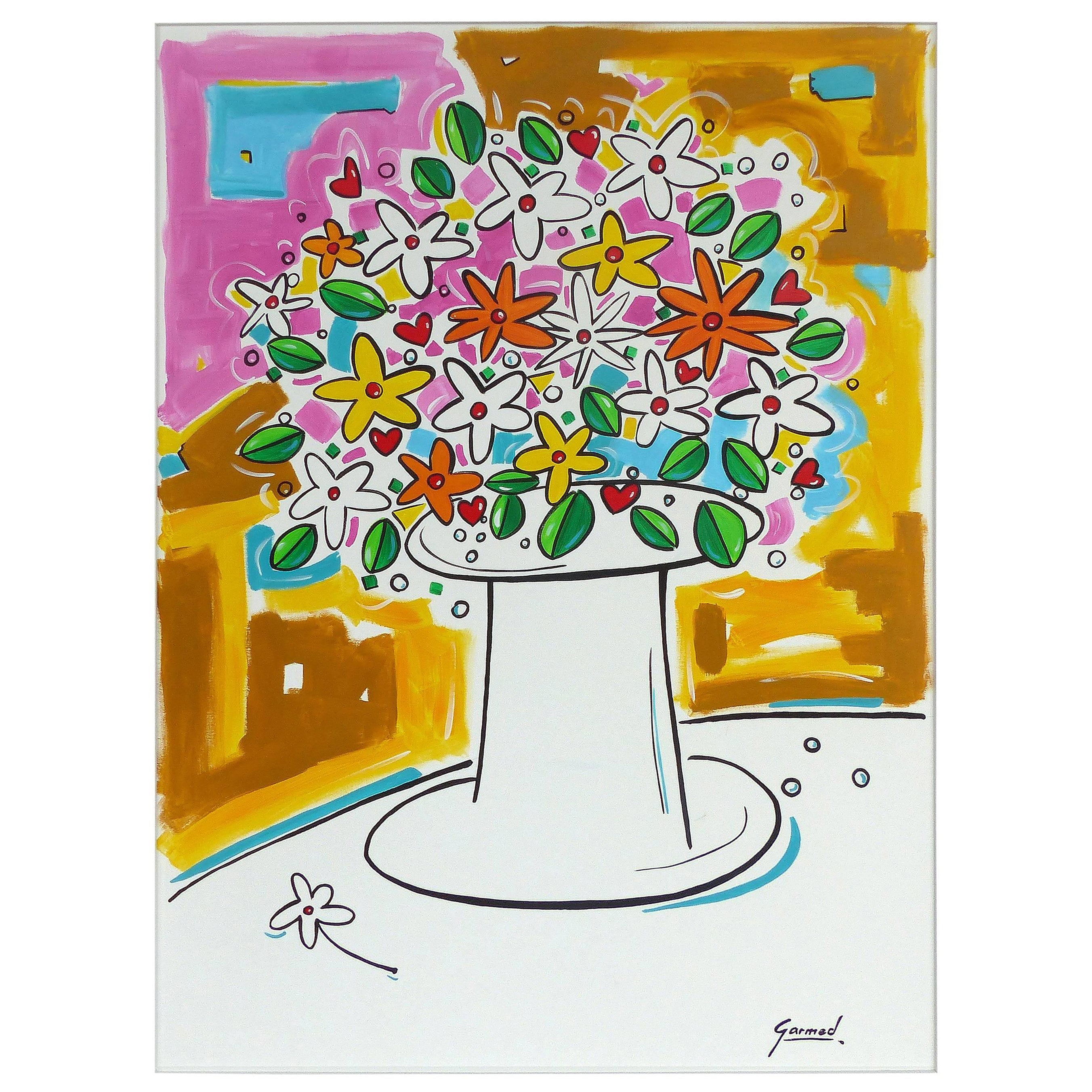 Vintage Abstract Floral Still Life Painting, "Love" by Garmed For Sale