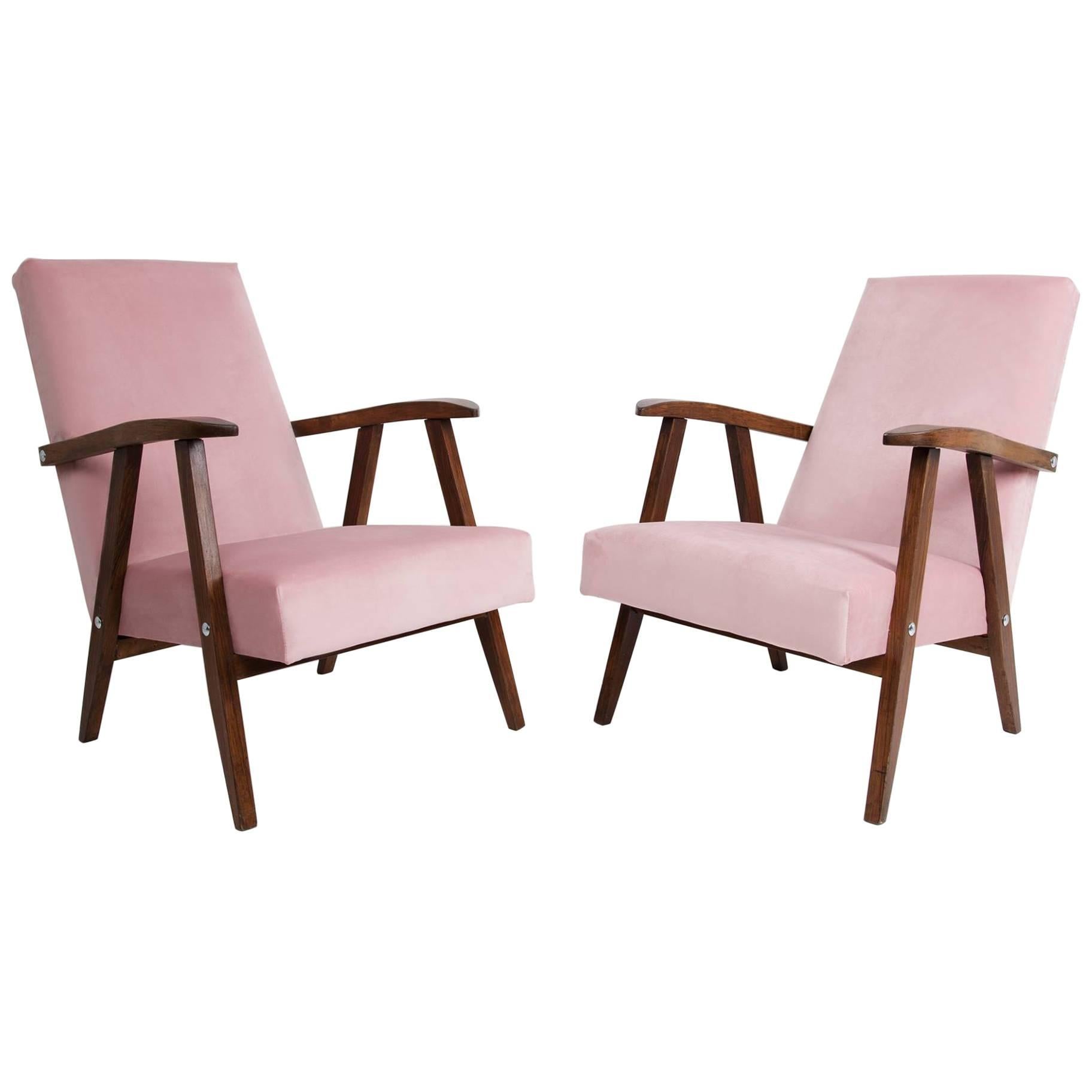 Set of Two Vintage Baby Pink VAR Armchairs, 1960s For Sale