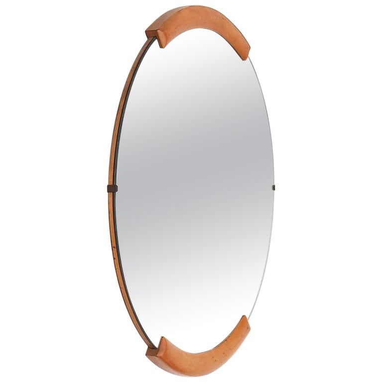 Maple-Accented American Modern Mirror by Russel Wright for Conan Ball For Sale