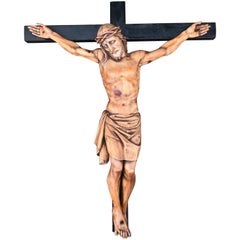 Antique, Large and Hand-Carved French Wall Crucifix / Jesus Christ on the Cross