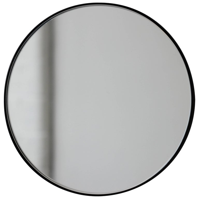 Silver Orbis Round Mirror With Black Frame Dia 100cm 39 4 For Silver Orbis Round Mirror With Black Frame Dia 100cm 39 4 For