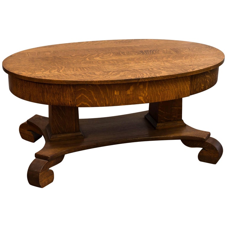 Antique Quarter Sawn American Oak Coffee Table For At 1stdibs Antique Quarter Sawn American Oak Coffee Table For