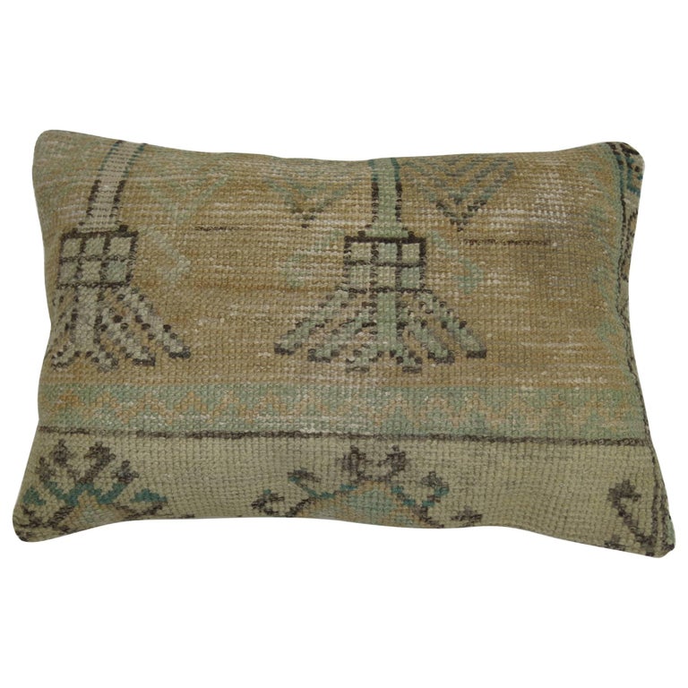 Lumbar Vintage Oushak Rug Pillow For Sale at 1stdibs