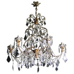 Italian Chandelier Iron and Turned wood, circa 1940