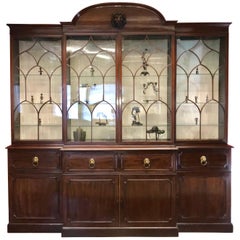 George III Period Mahogany Breakfront Bookcase with Lions, England, circa 1790