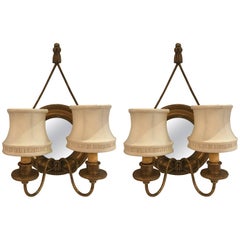 Pair of Mirrored and Giltwood Sconces