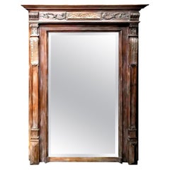 Antique 19th Century, French Limed Wood Neoclassical Style Beveled Mirror