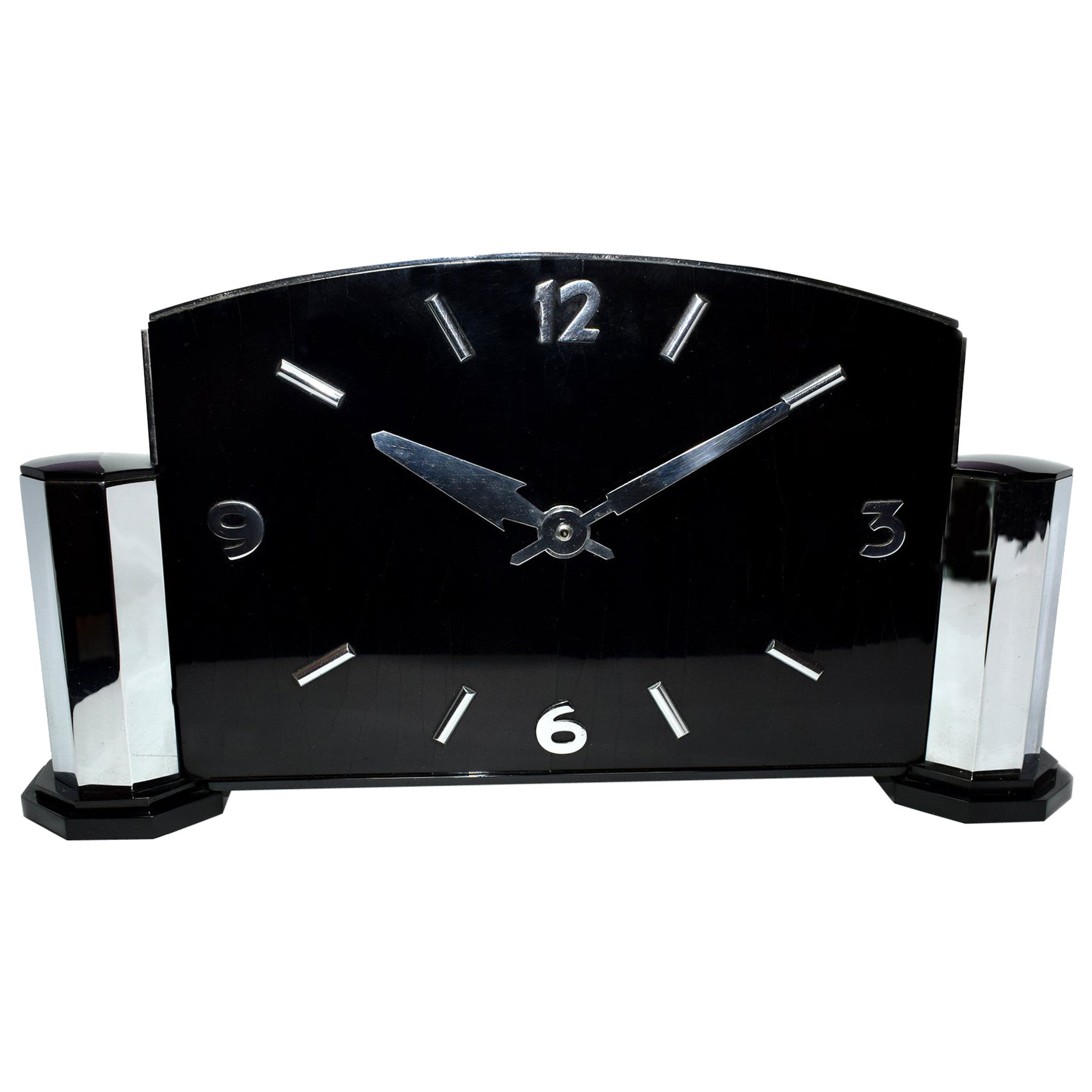 Large English Art Deco Mirrored Wall Clock, circa 1935 For Sale at 1stDibs