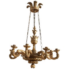 Baroque Early 18th Century Giltwood Chandelier, circa 1710, Origin Sweden