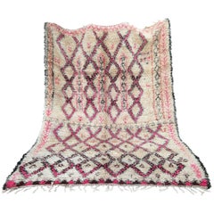 Moroccan Rug Wool Pink Beni Ourain Vintage, 1984