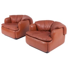 Saporiti “Confidential” Leather Club Chairs by Alberto Rosselli