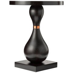 King Pin Occasional Table in Oak or Walnut with Machined Metal Collar