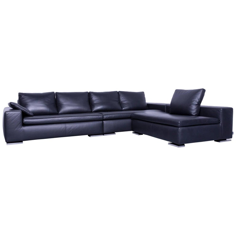 Minotti Powell Designer Leather Corner Sofa Black Full At Minotti Powell Designer Leather Corner Sofa Black Full For