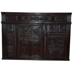 17th Century French Renaissance Hand-Carved Front Section of a Built in Cabinet