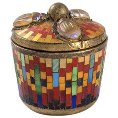 Tiffany Studios Mosaic and Gilt Bronze Box with Scarab Cover
