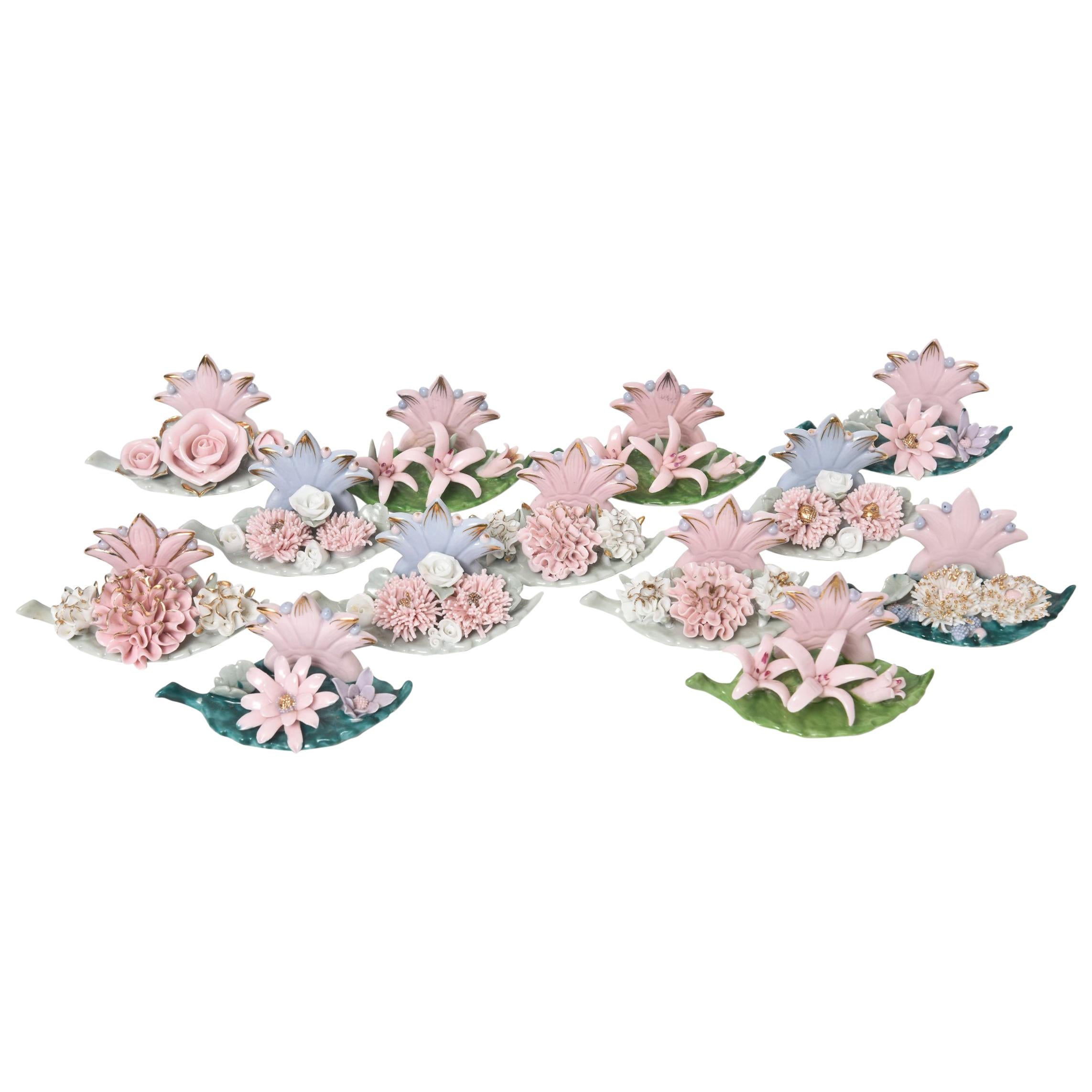 Lamore Occupied Japan Star and Flower Placecard / Place Card Holders Set of 13
