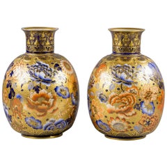 Pair of English Porcelain Imari Pattern Vases, Derby Crown, circa 1890