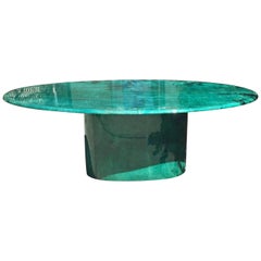 Aldo Tura Green Goatskin Conference Dining Table, 1970