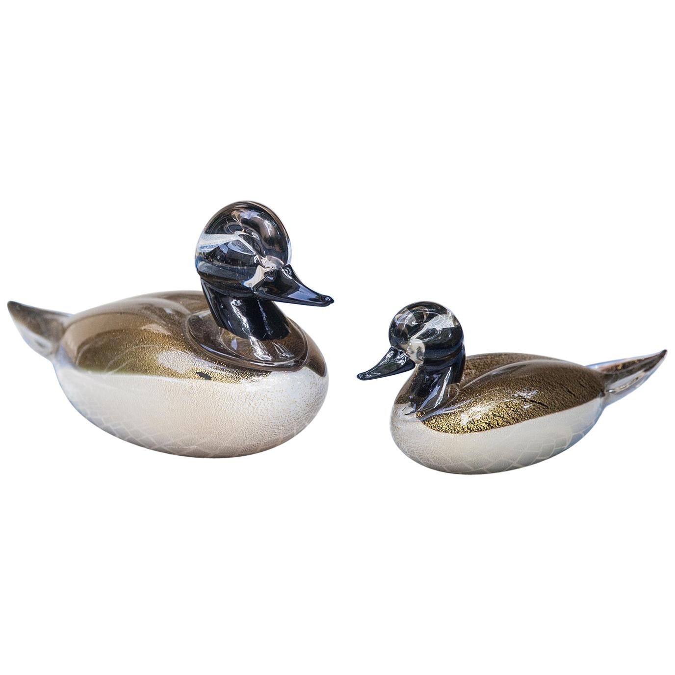 Barovier Murano Glass Ducks, Italy, 1970s